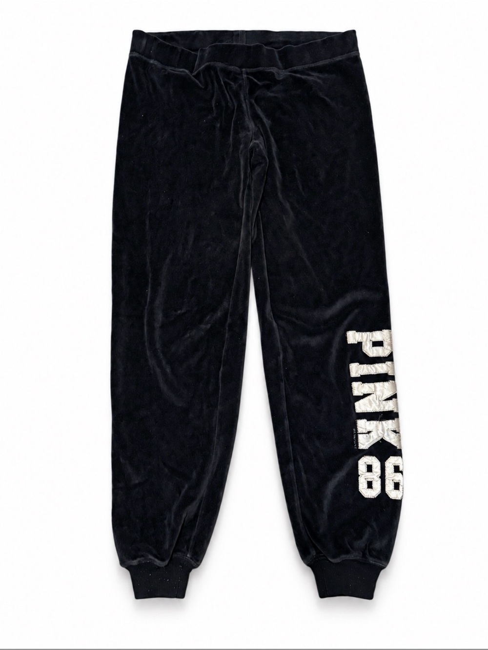 Vintage Y2K Victoria’s Secret PINK Velour Joggers XS Black Silver PINK 86